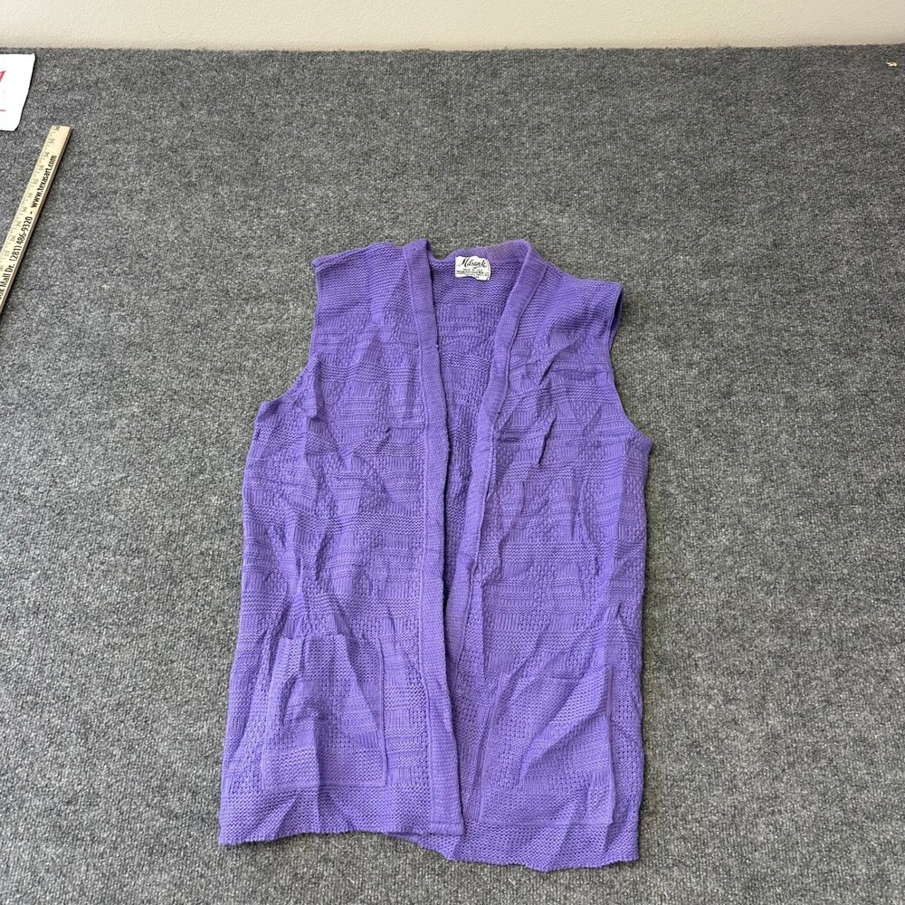Milrank Vest Womens Size M Purple Knit Open Front Sleeveless Cardigan USA Made